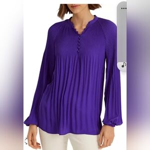 Lauren By Ralph Lauren Purple Pleated Georgette Blouse